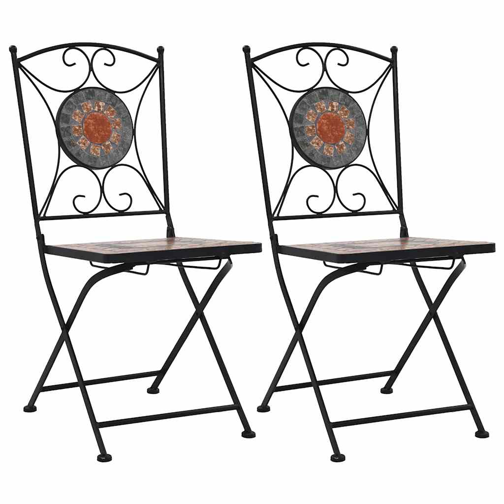 Sedie da BistrÃ² con Mosaico 2 pz Arancio/Grigio