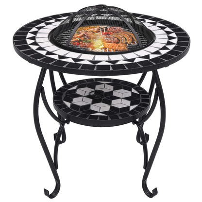 Tavolo con Braciere a Mosaico Nero e Bianco 68 cm in Ceramica