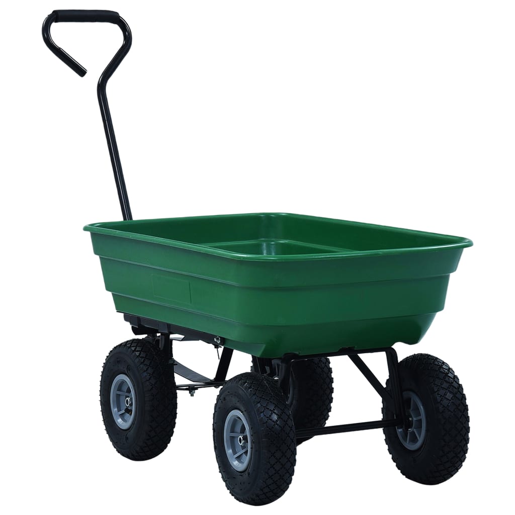 Carrello Manuale Ribaltabile da Giardino 300 kg 75 L Verde