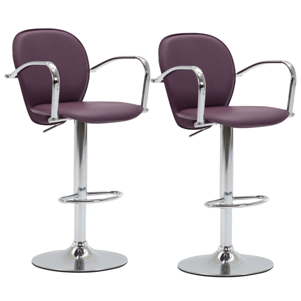 Sgabelli da Bar con Braccioli 2 pz Viola in Similpelle