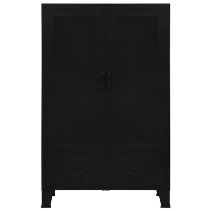 Armadio Ufficio Reticolato Industriale Nero 75x40x120cm Acciaio