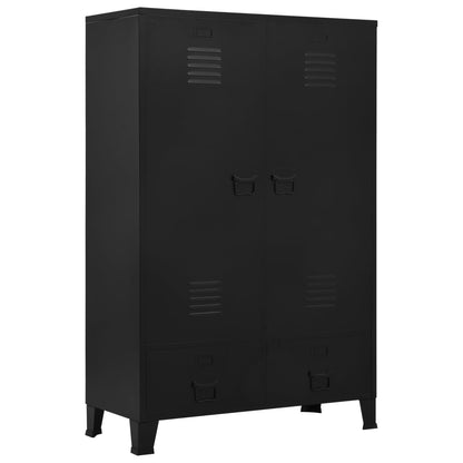 Armadio Industriale Nero 90x40x140 cm in Acciaio