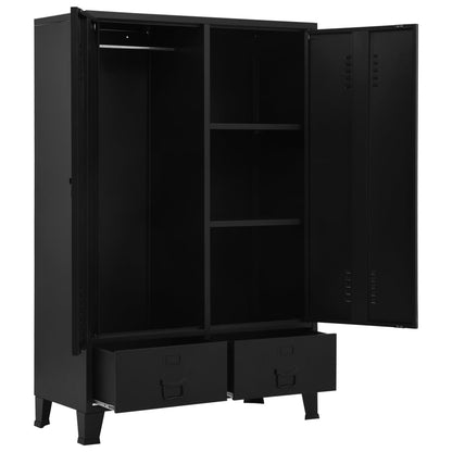 Armadio Industriale Nero 90x40x140 cm in Acciaio