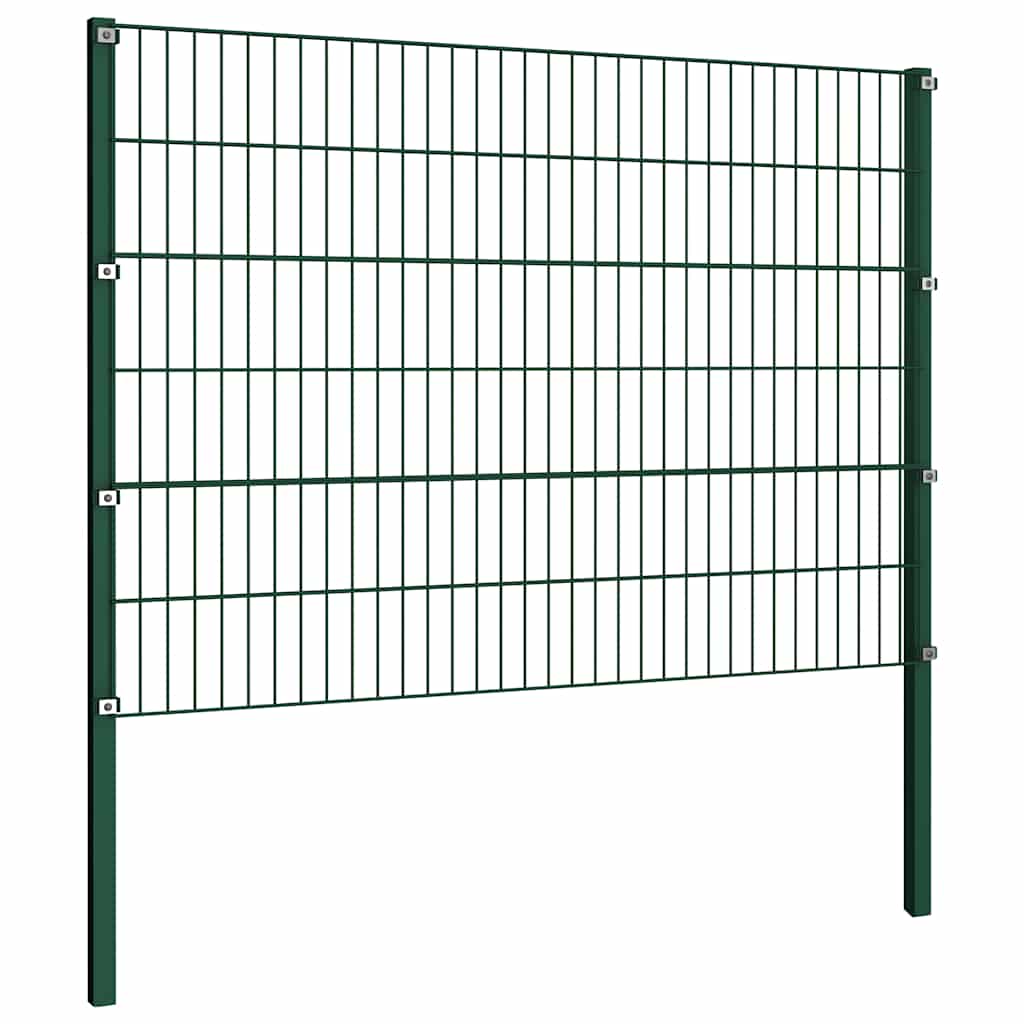 Pannello di recinzione con pali in ferro 349x120 cm verde