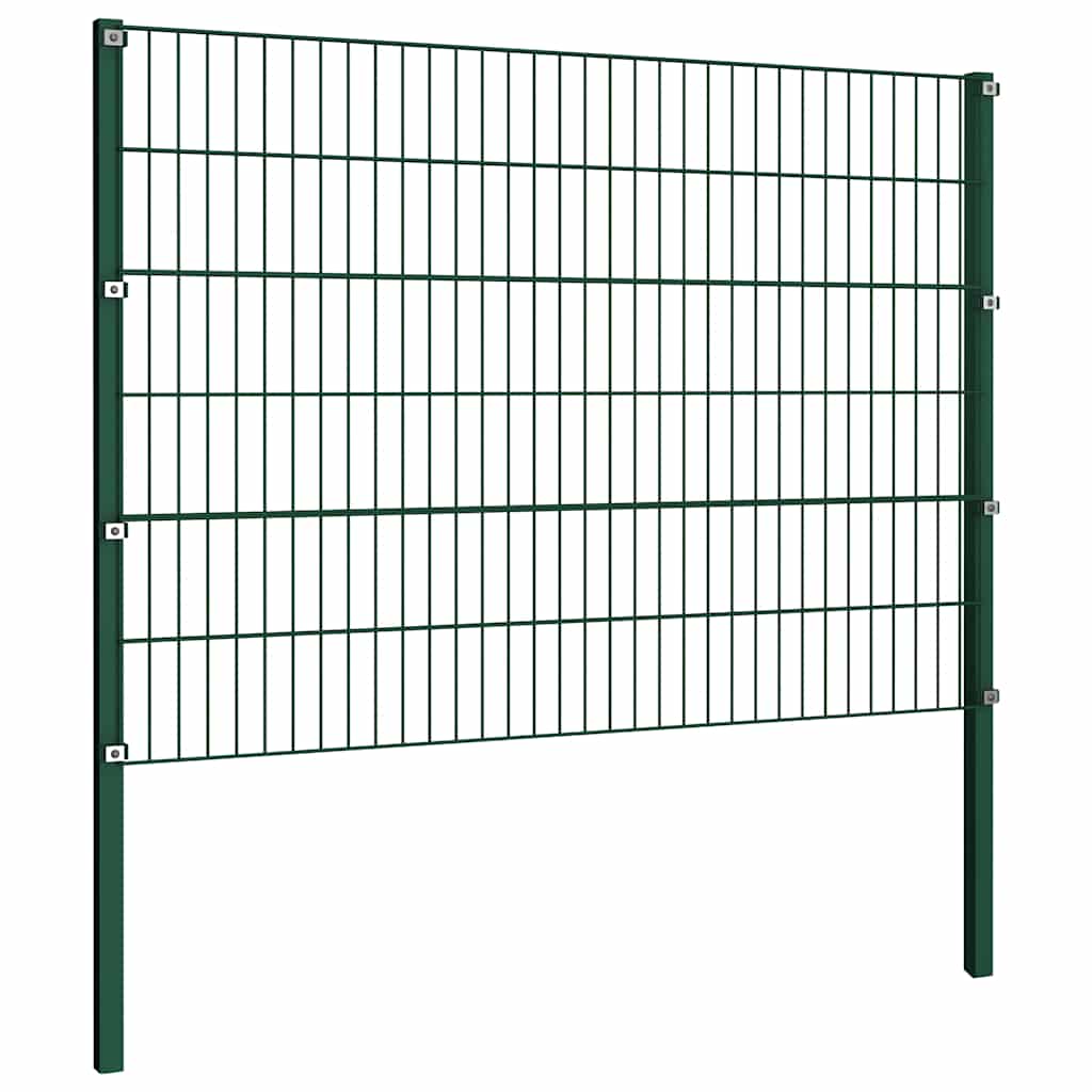 Pannello di recinzione con pali in ferro 522x120 cm verde
