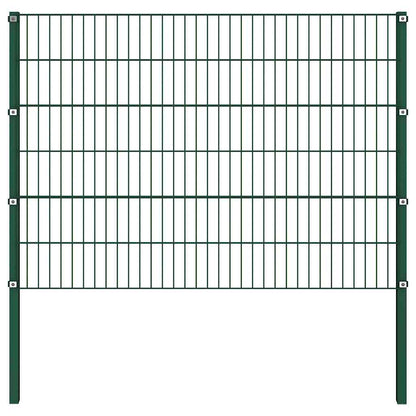 Pannello di recinzione con pali in ferro 694,5x120 cm verde