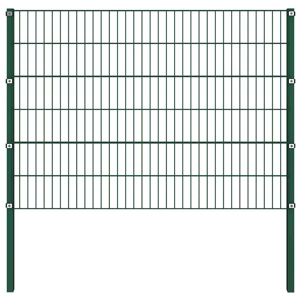 Pannello di recinzione con pali in ferro 1040x120 cm verde
