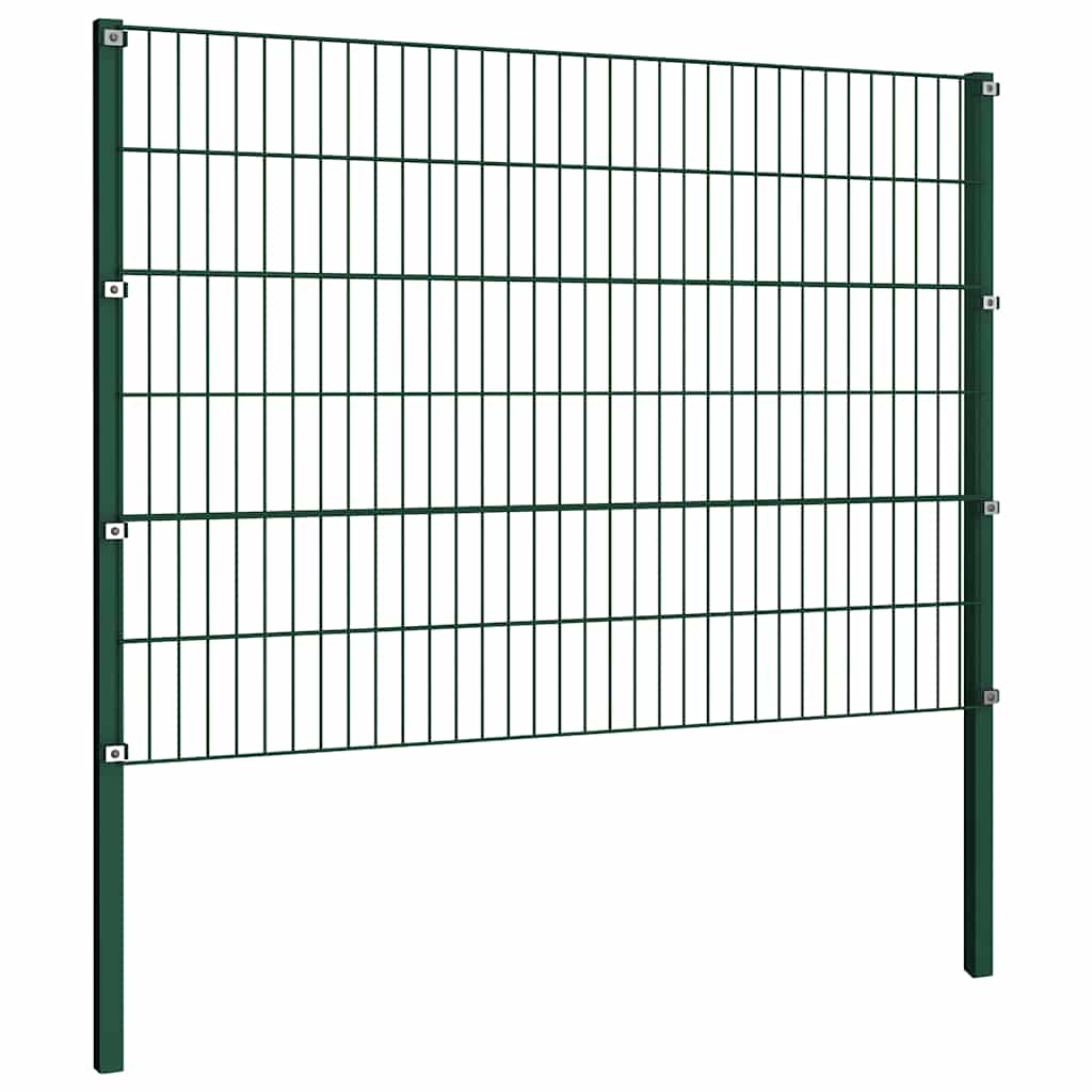 Pannello di recinzione con pali in ferro 1040x120 cm verde