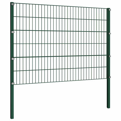 Pannello di recinzione con pali in ferro 1212x120 cm verde