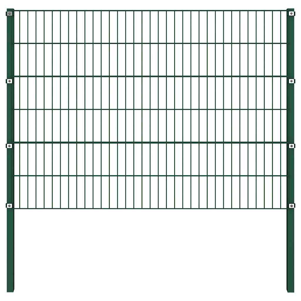 Pannello di recinzione con pali in ferro 1730x120 cm verde