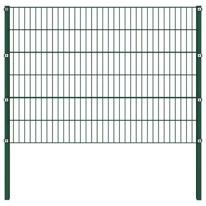 Pannello di recinzione con pali in ferro 1730x120 cm verde
