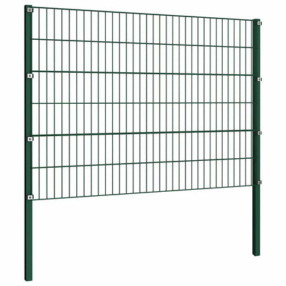 Pannello di recinzione con pali in ferro 1730x120 cm verde