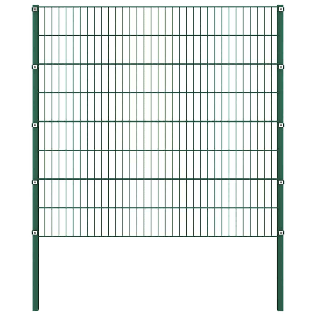 Pannello di recinzione con pali in ferro 522x160 cm verde
