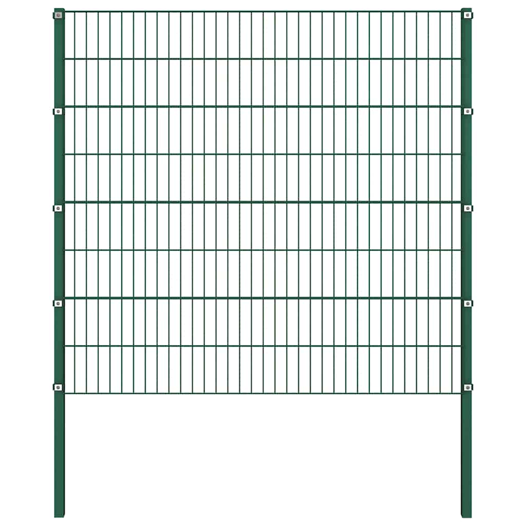 Pannello di recinzione con pali in ferro 694,5x160 cm verde
