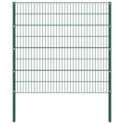 Pannello di recinzione con pali in ferro 694,5x160 cm verde