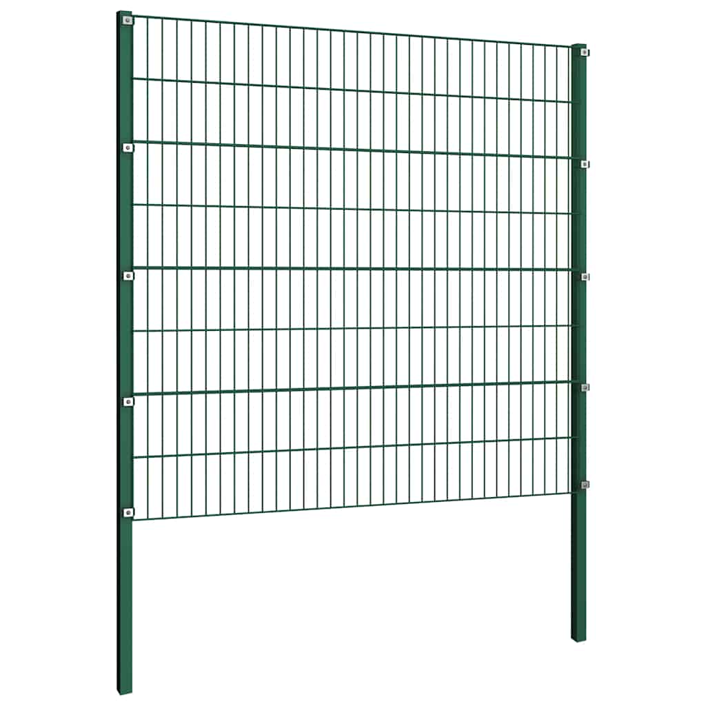 Pannello di recinzione con pali in ferro 1212x160 cm verde