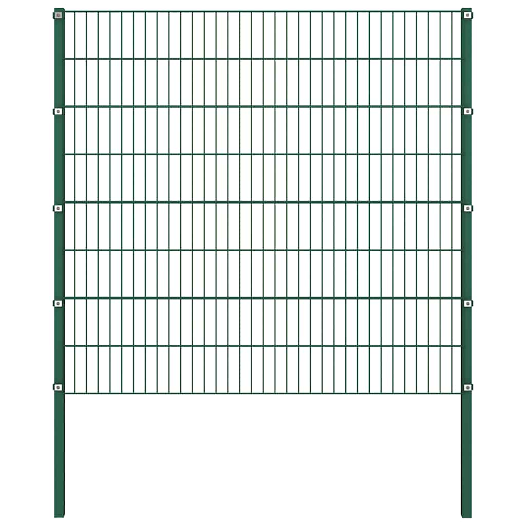 Pannello di recinzione con pali in ferro 1385x160 cm verde