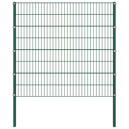 Pannello di recinzione con pali in ferro 1385x160 cm verde