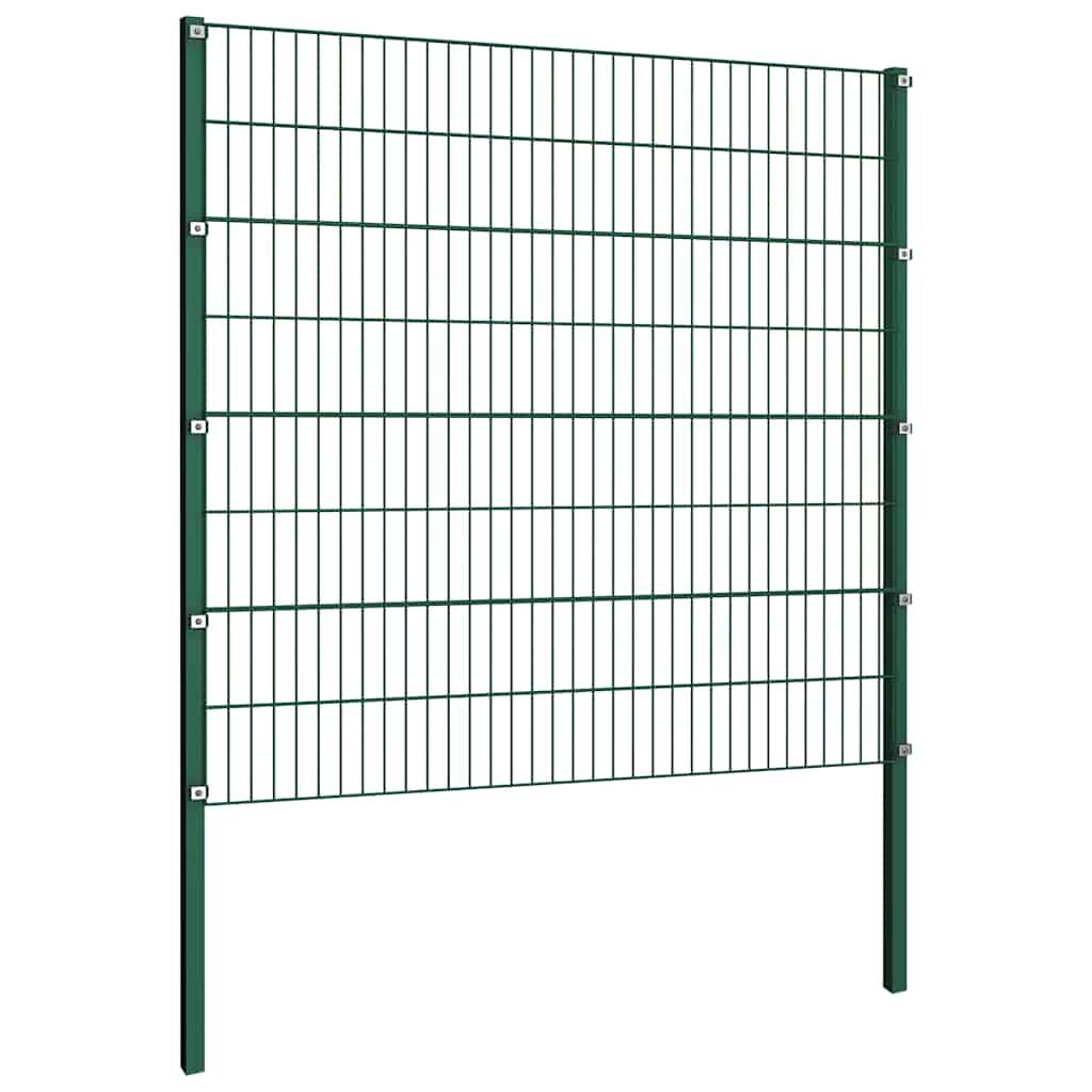 Pannello di recinzione con pali in ferro 1385x160 cm verde
