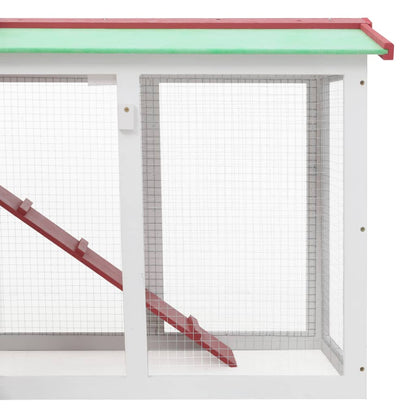 Conigliera per Esterni Grande Rossa e Bianca 145x45x84 cm Legno