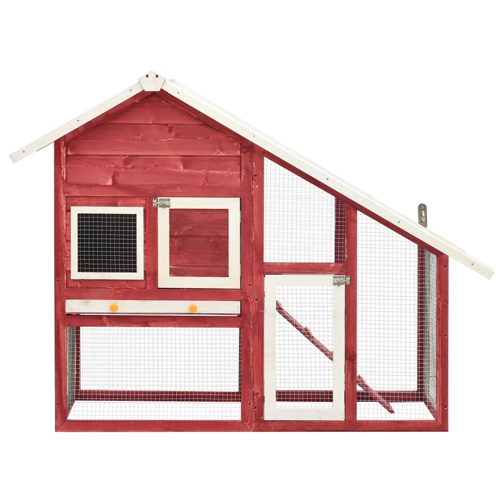 Conigliera Rosso e Bianco 140x63x120cm Legno Massello di Abete