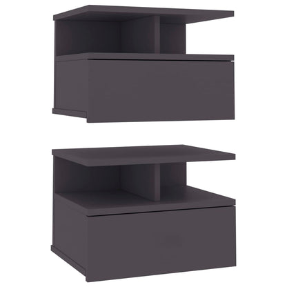 Comodini Pensili 2pz Grigi 40x31x27 cm in Legno Multistrato
