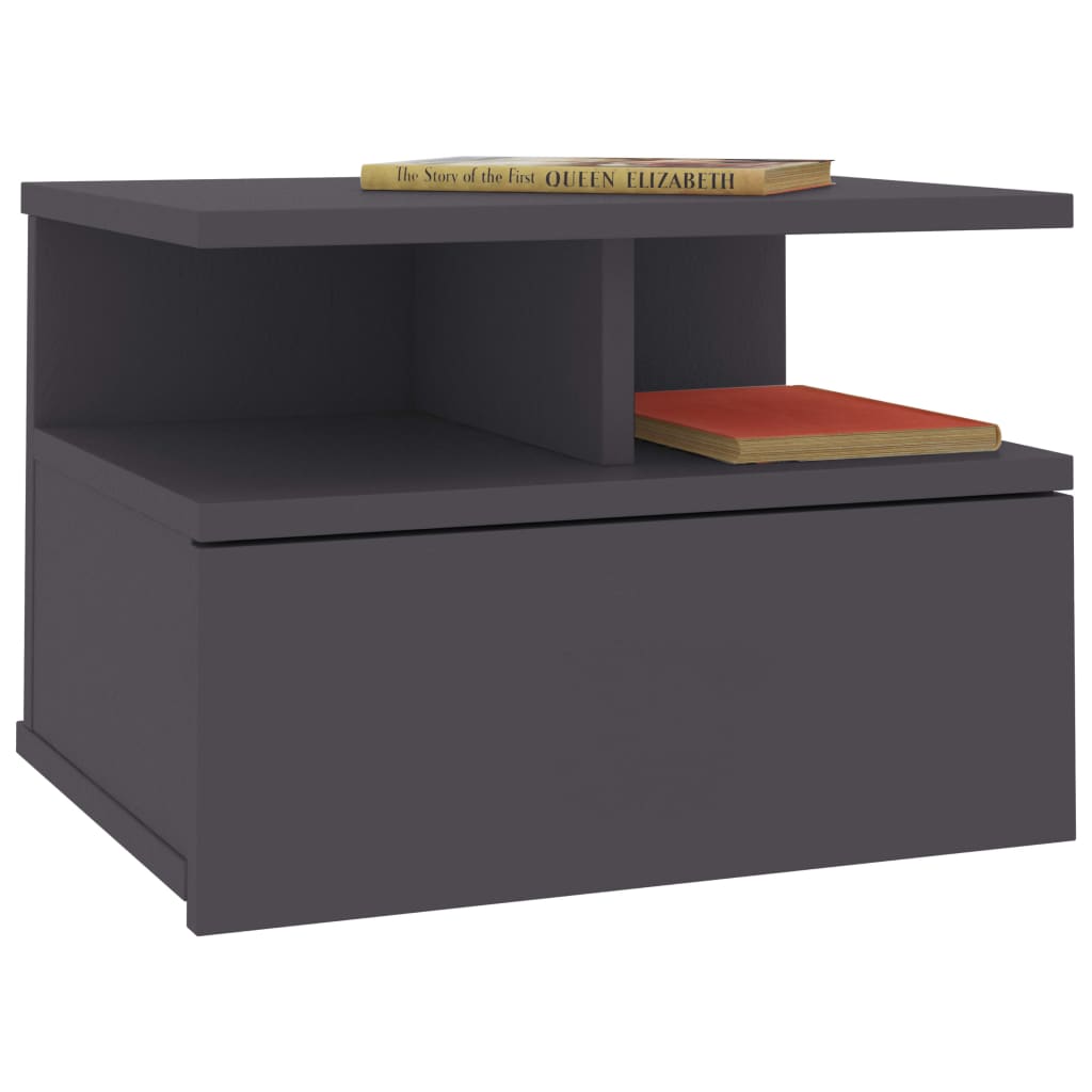 Comodini Pensili 2pz Grigi 40x31x27 cm in Legno Multistrato