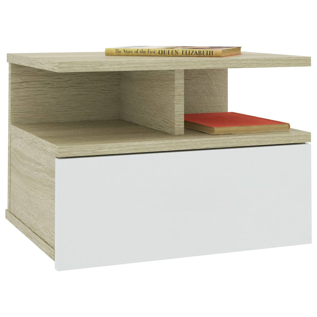 Comodini Pensili 2pz Bianco Rovere Sonoma 40x31x27 Multistrato