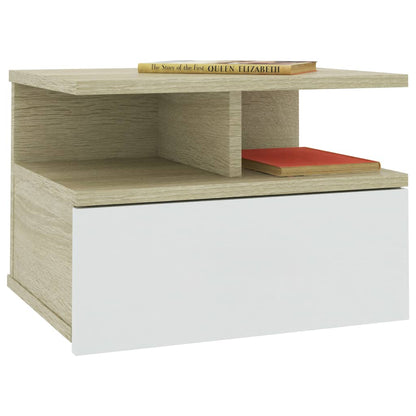 Comodini Pensili 2pz Bianco Rovere Sonoma 40x31x27 Multistrato