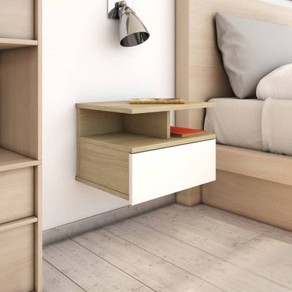 Comodini Pensili 2pz Bianco Rovere Sonoma 40x31x27 Multistrato
