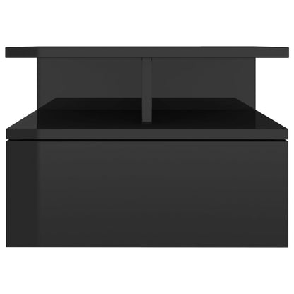 Comodino Pensile Nero Lucido 40x31x27 cm in Legno Multistrato