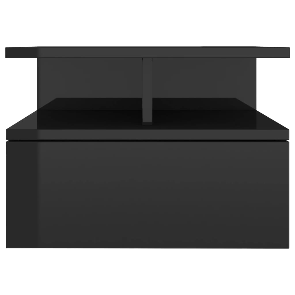 Comodini Pensili 2pz Nero Lucido 40x31x27 cm Legno Multistrato