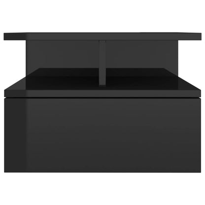 Comodini Pensili 2pz Nero Lucido 40x31x27 cm Legno Multistrato