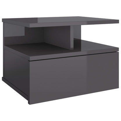 Comodino Pensile Grigio Lucido 40x31x27 cm in Legno Multistrato