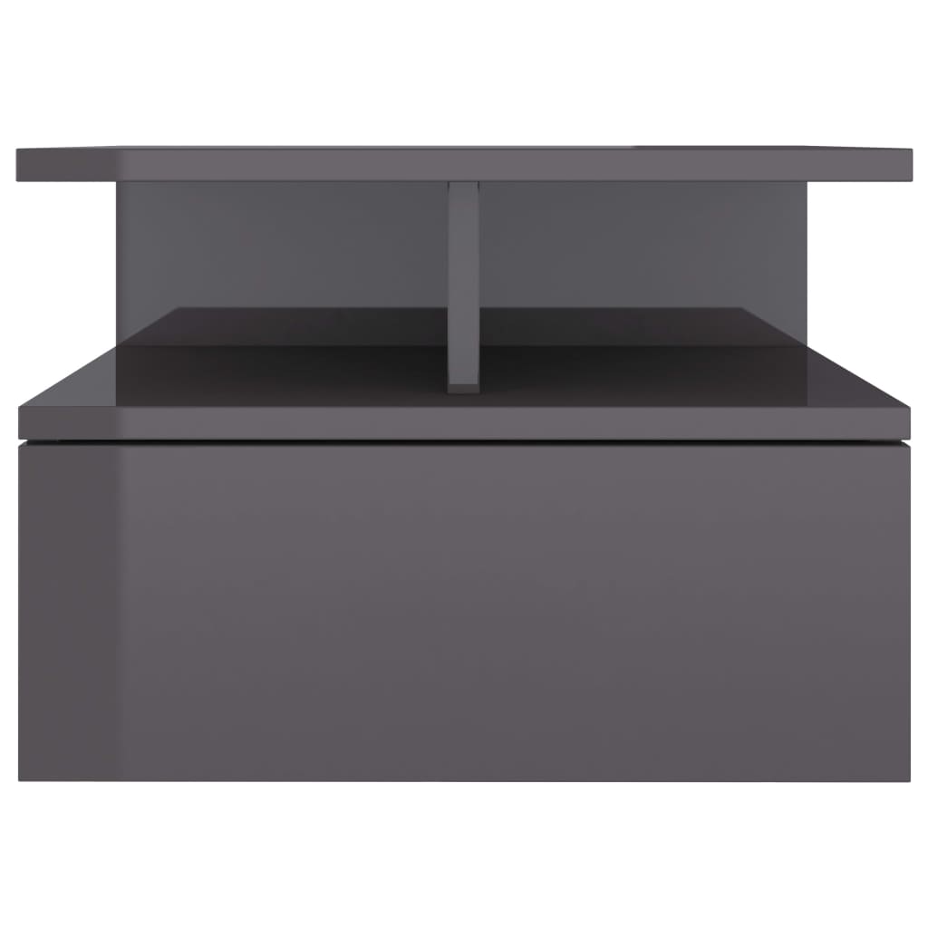 Comodino Pensile Grigio Lucido 40x31x27 cm in Legno Multistrato