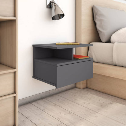 Comodino Pensile Grigio Lucido 40x31x27 cm in Legno Multistrato