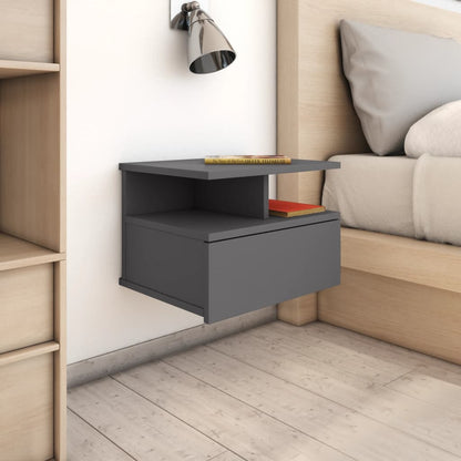Comodini Pensili 2pz Grigio Lucido 40x31x27cm Legno Multistrato