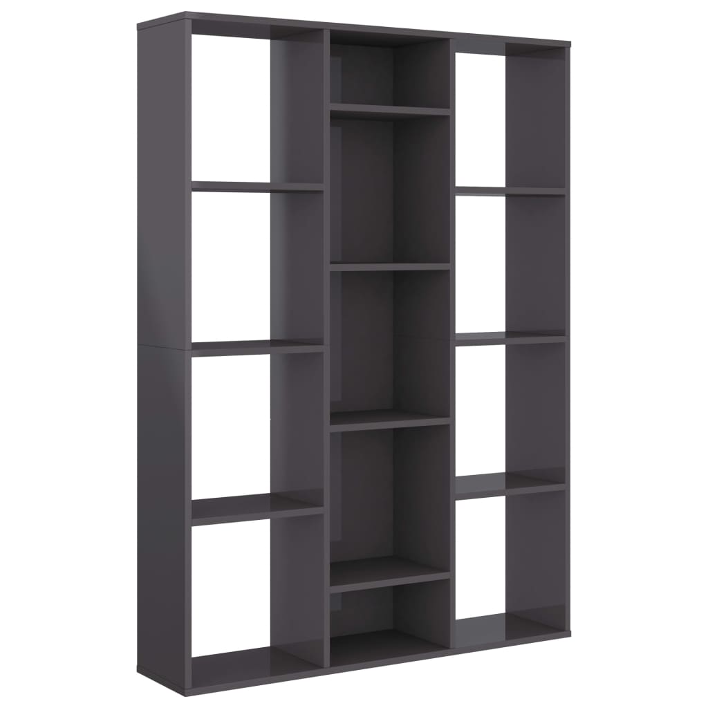 Libreria/Divisorio Grigio Lucido 100x24x140cm Legno Multistrato