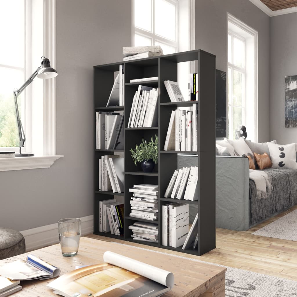Libreria/Divisorio Grigio Lucido 100x24x140cm Legno Multistrato