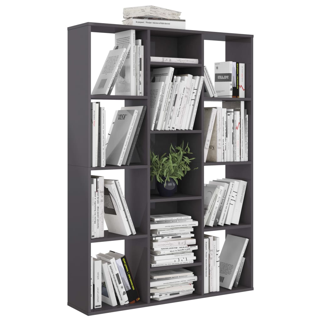 Libreria/Divisorio Grigio Lucido 100x24x140cm Legno Multistrato