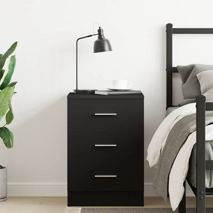Comodino Nero 38x35x56 cm in Legno Multistrato