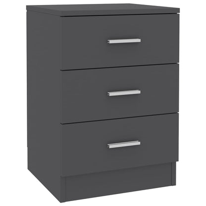 Comodino Grigio 38x35x56 cm in Legno Multistrato