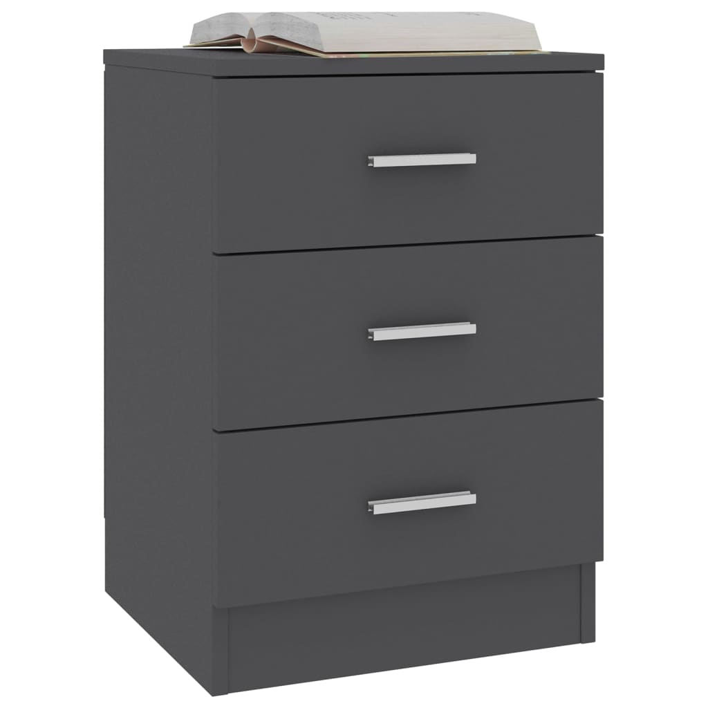 Comodino Grigio 38x35x56 cm in Legno Multistrato