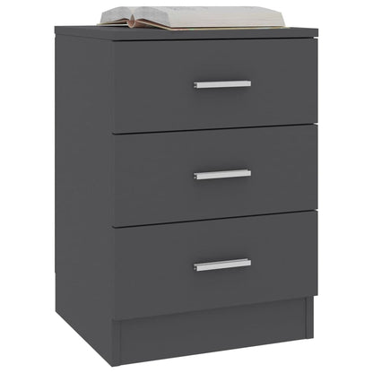Comodino Grigio 38x35x56 cm in Legno Multistrato