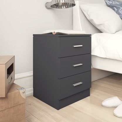 Comodino Grigio 38x35x56 cm in Legno Multistrato