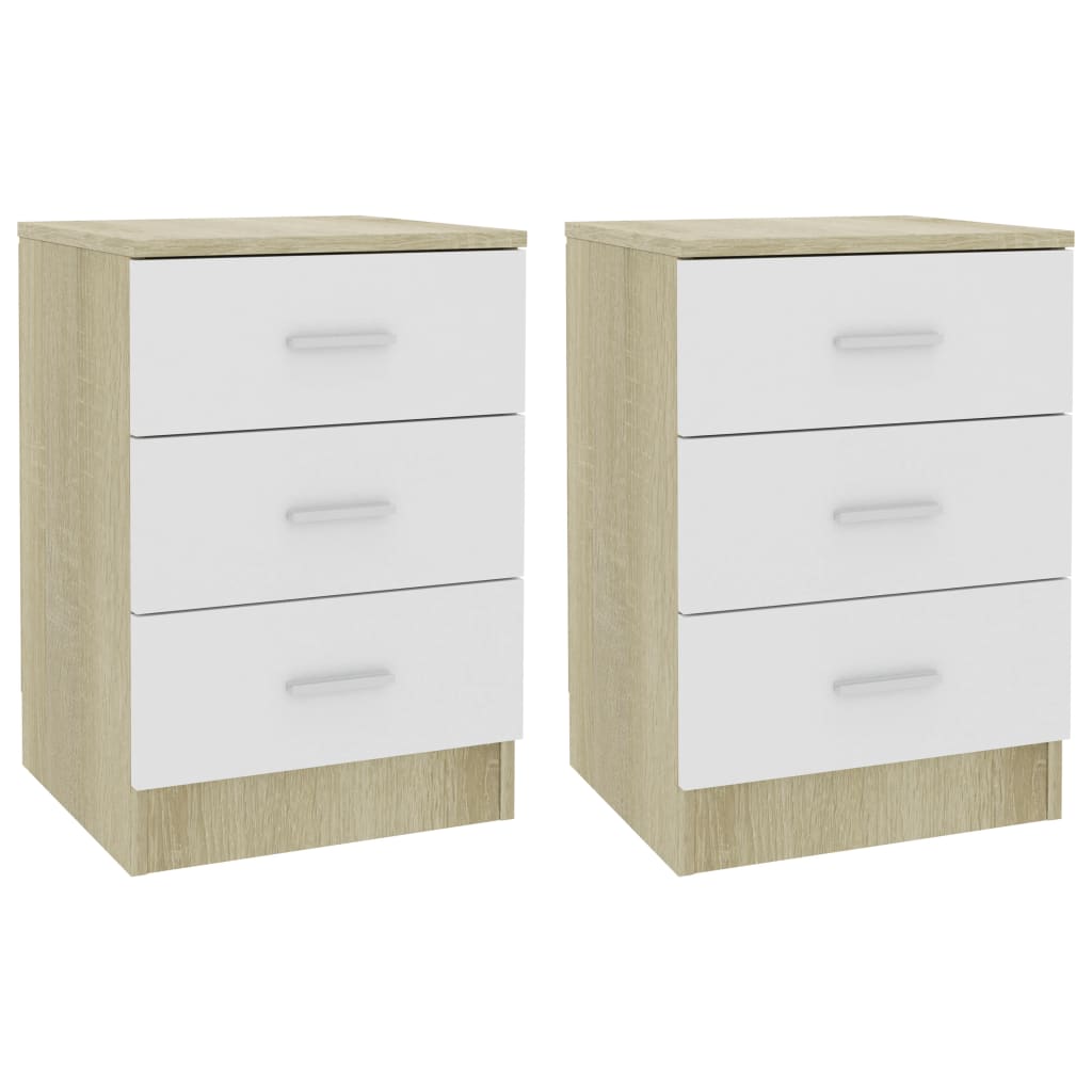 Comodini 2pz Bianco Rovere Sonoma 38x35x56cm Legno Multistrato