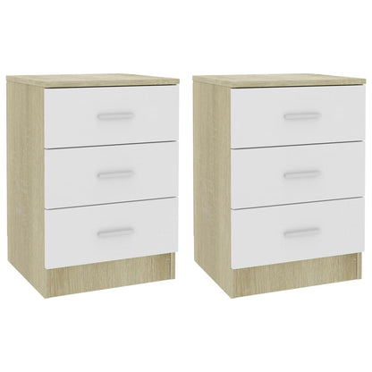 Comodini 2pz Bianco Rovere Sonoma 38x35x56cm Legno Multistrato