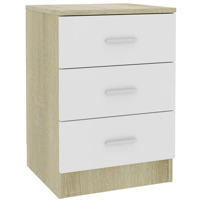 Comodini 2pz Bianco Rovere Sonoma 38x35x56cm Legno Multistrato