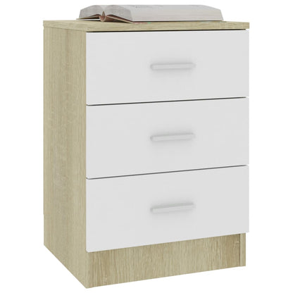 Comodini 2pz Bianco Rovere Sonoma 38x35x56cm Legno Multistrato