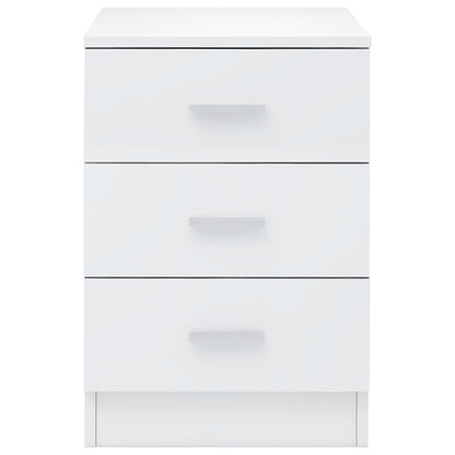 Comodino Bianco Lucido 38x35x56 cm in Legno Multistrato